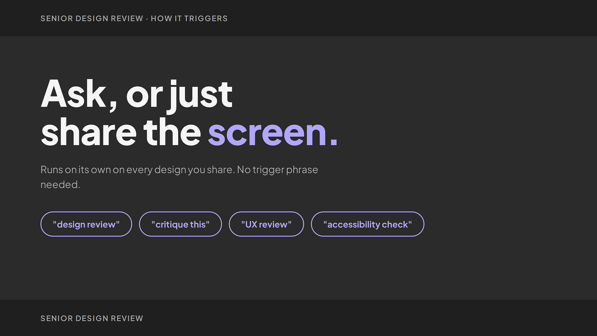 Senior Design Review trigger, running automatically on any shared design