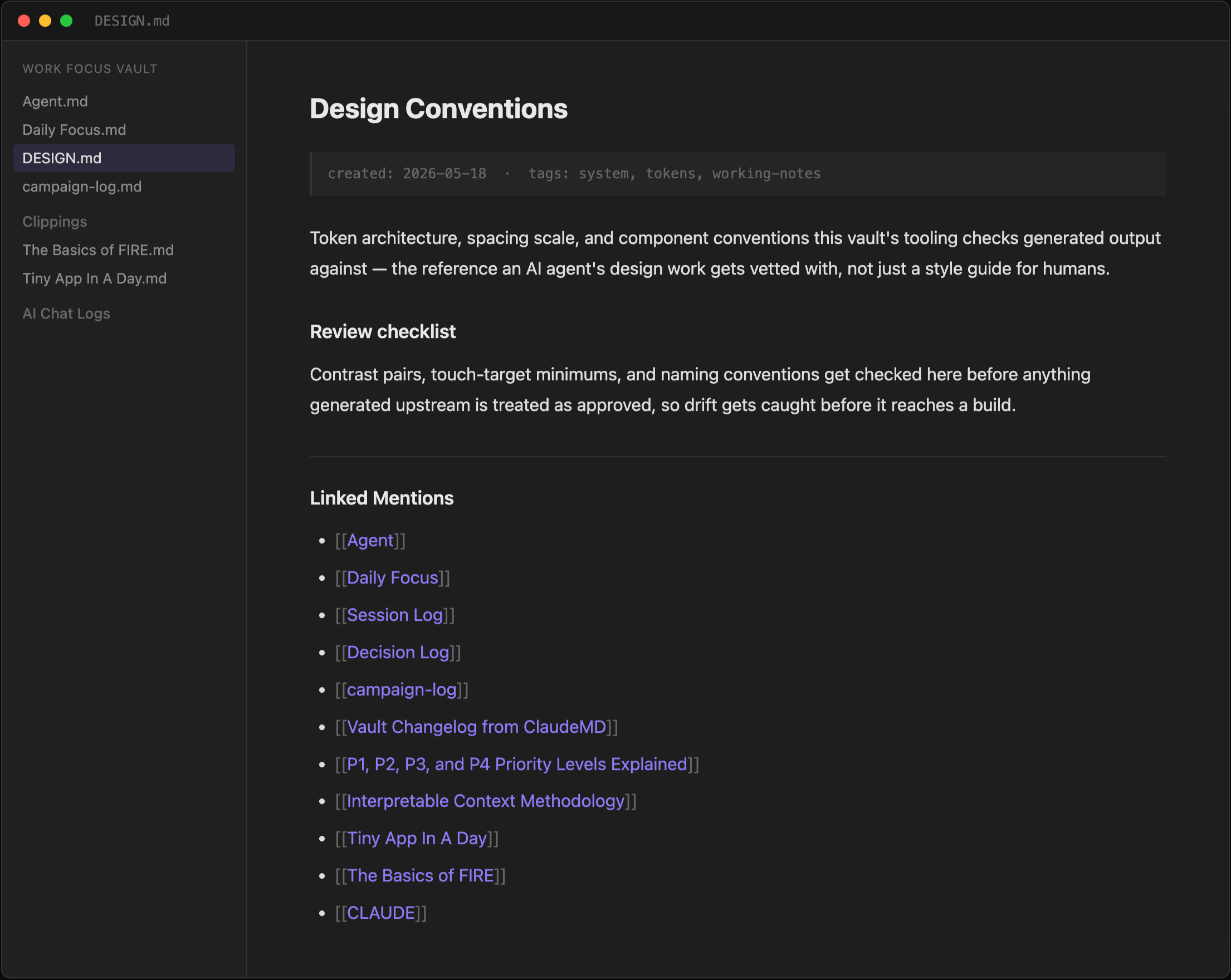 A note after the plugin has written its Linked Mentions list