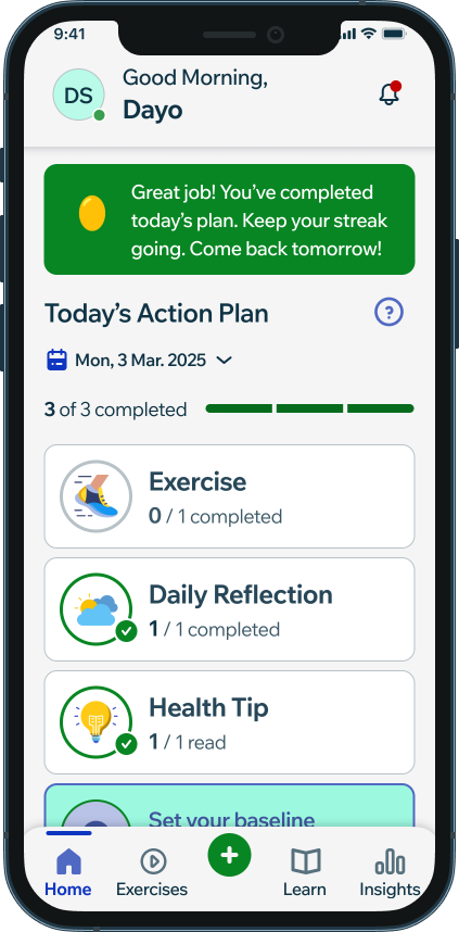 Smplicare Today's Action Plan home screen, 2026 B2B end-user release