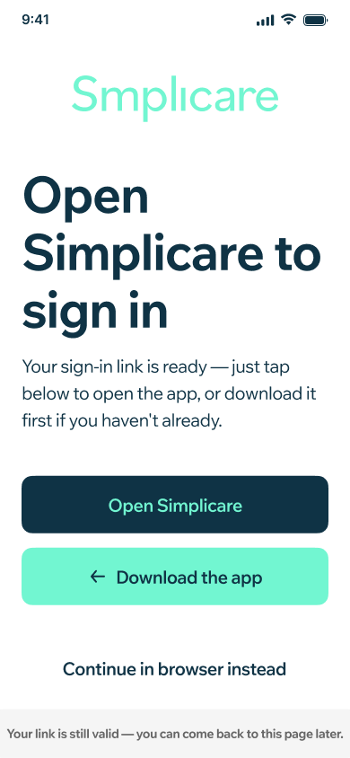 Smplicare sign-in screen for an invited user